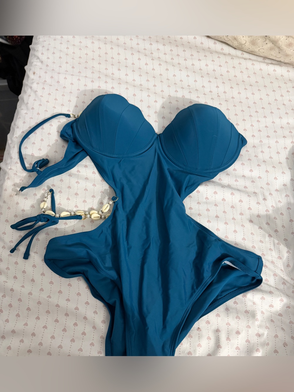 SHEIN Teal Molded Cup One-Piece Swimsuit